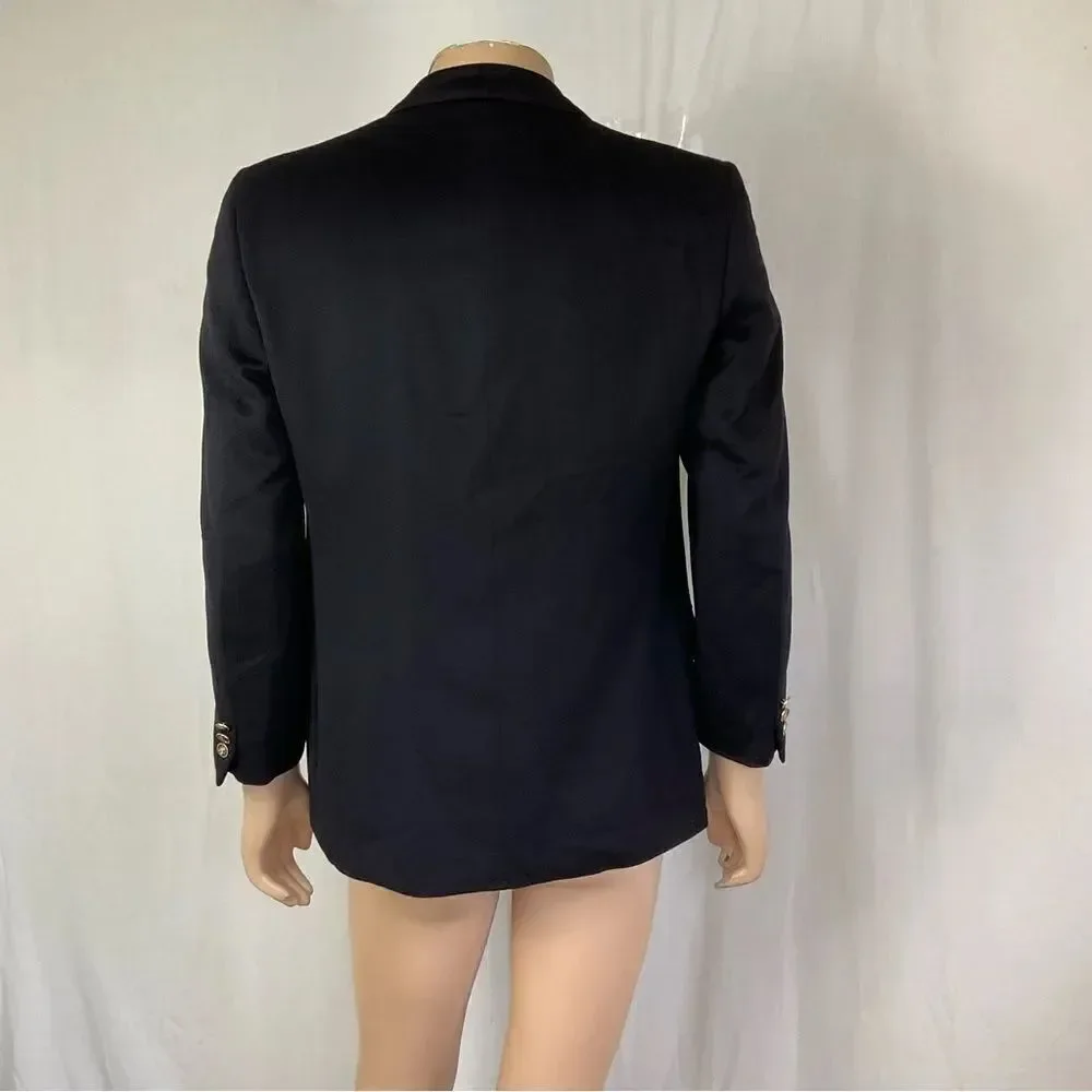 Franco B. Cashmere Twee CollarTwo Burtons Blazer Jacket Sport Coat Black 52